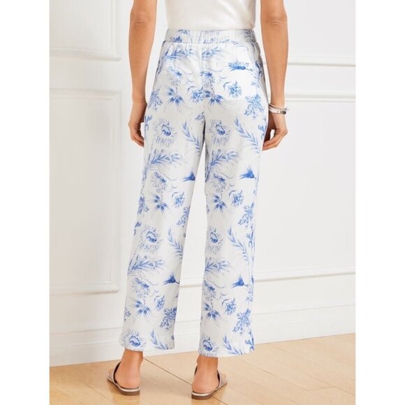 Talbots Straight Ankle Pull on Pants Ocean Flora Petite XL - Picture 2 of 10